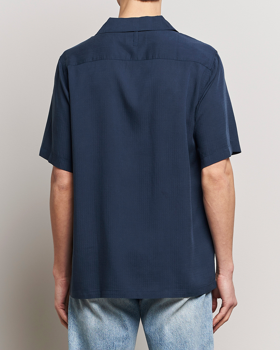 Heren | Overhemden | NN07 | Julio Ripstop Short Sleeve Shirt Navy Blue