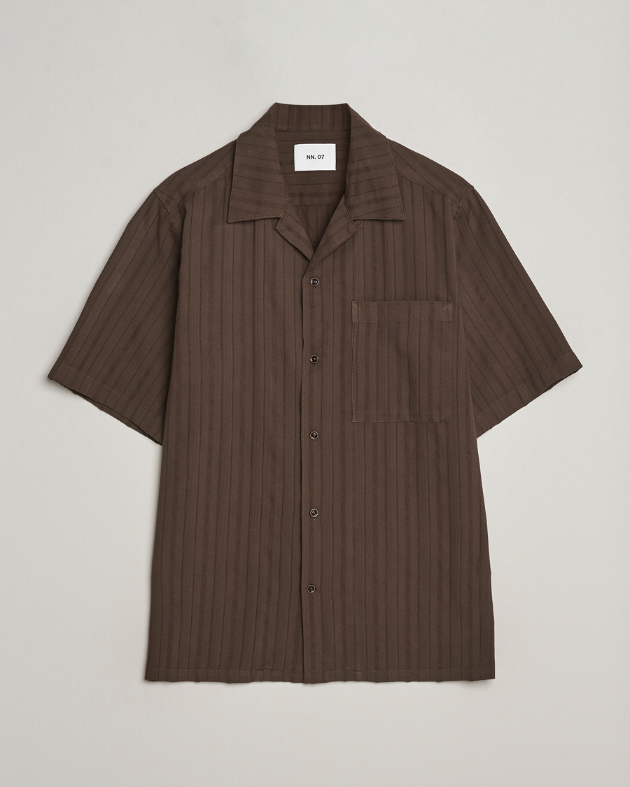 Heren | Overhemden | NN07 | Julio Structured Short Sleeve Shirt Demitasse Brown