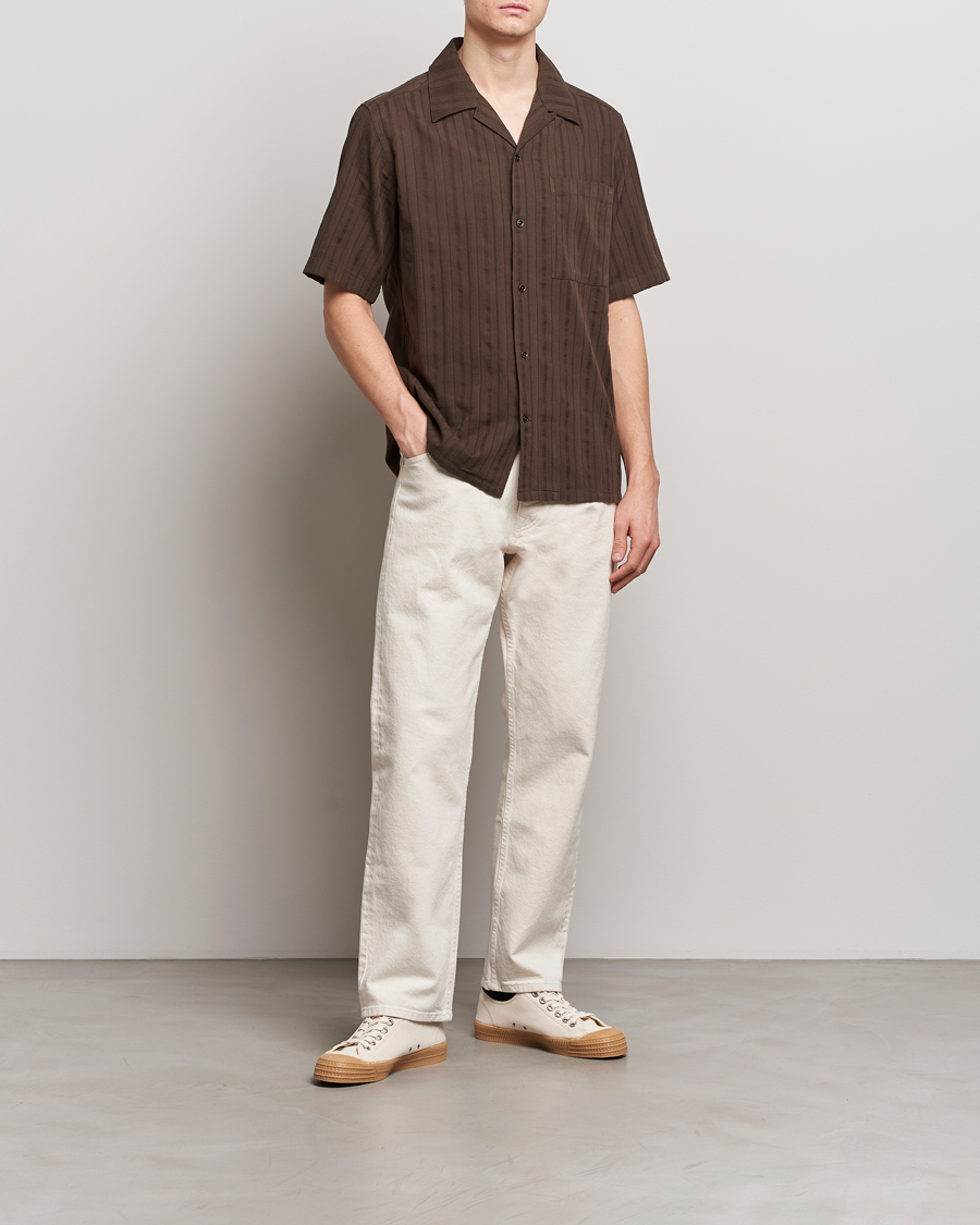 Heren | Overhemden | NN07 | Julio Structured Short Sleeve Shirt Demitasse Brown