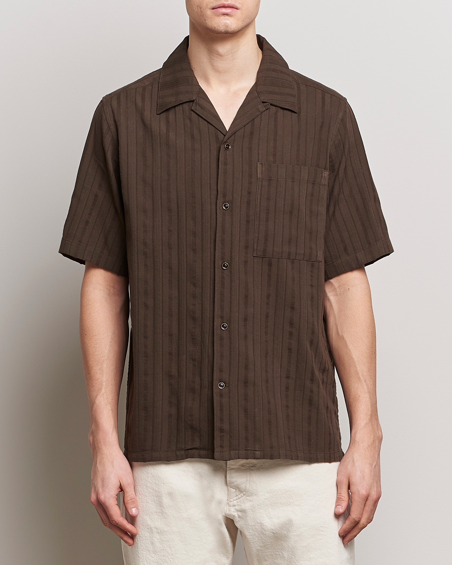 Heren | Overhemden met korte mouwen | NN07 | Julio Structured Short Sleeve Shirt Demitasse Brown