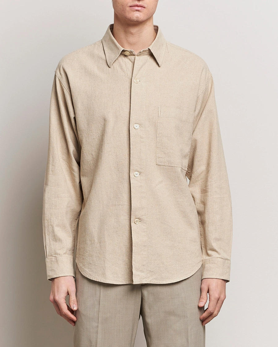 Heren | Overhemden | NN07 | Adwin Linen Overshirt Oatmeal