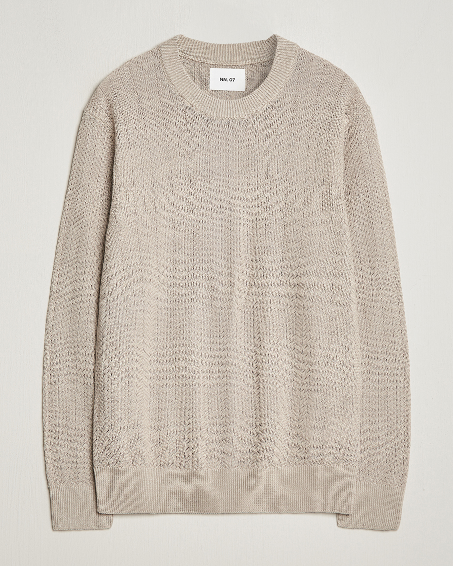 Heren | Truien | NN07 | Jaden Knitted Linen Crew Neck Sweater Irish Cream