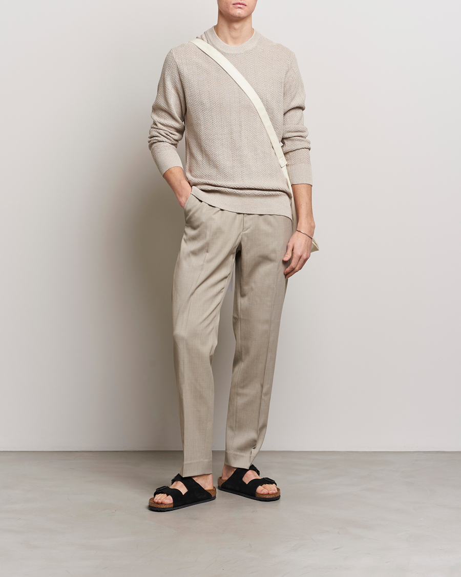 Heren | Truien | NN07 | Jaden Knitted Linen Crew Neck Sweater Irish Cream