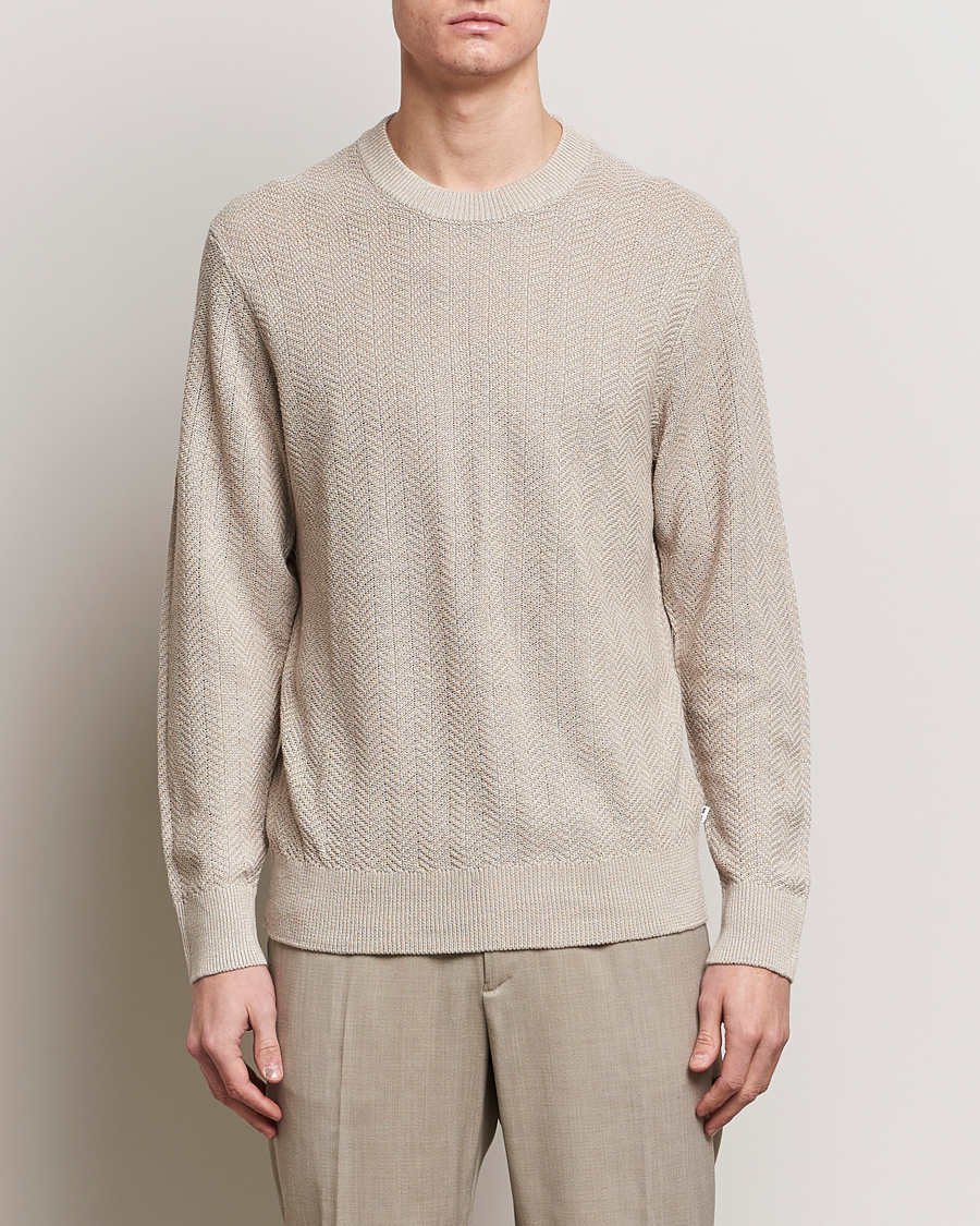 Men |  | NN07 | Jaden Knitted Linen Crew Neck Sweater Irish Cream