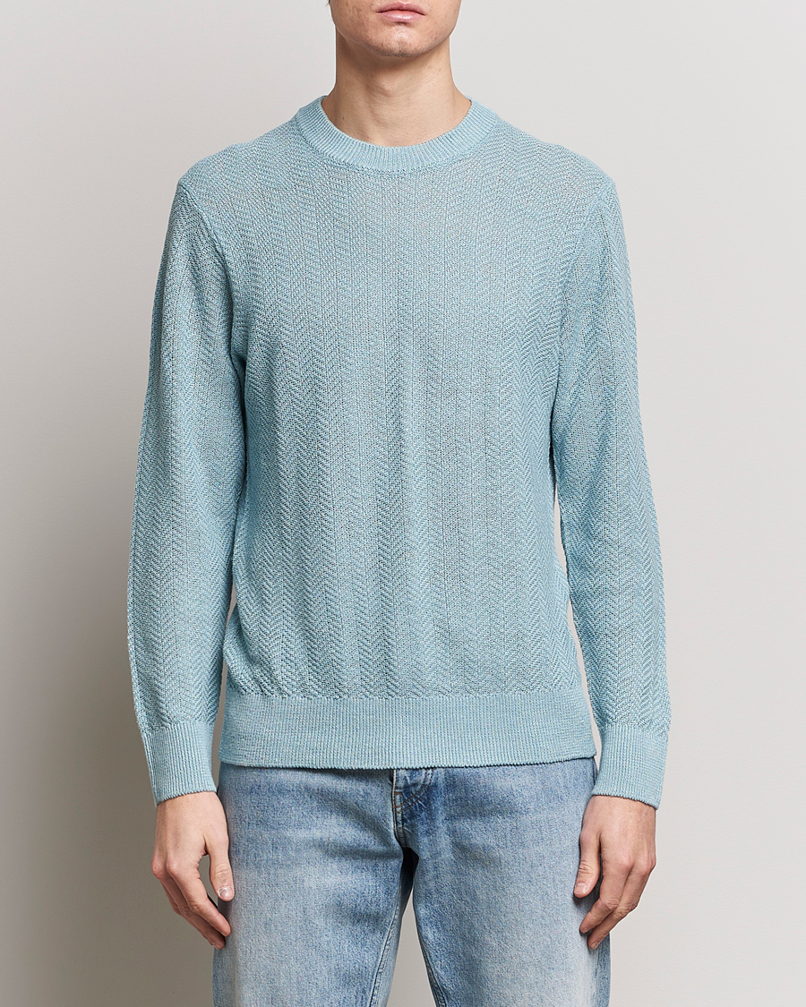 Heren | NN07 | NN07 | Jaden Knitted Linen Crew Neck Sweater Winter Sky 