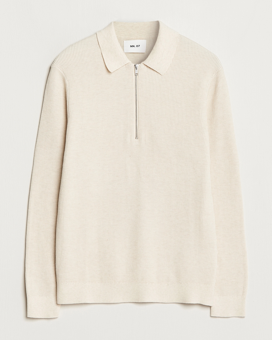 Heren | Truien | NN07 | Hansie Knitted Half Zip Ecru