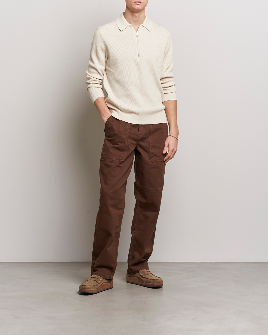 Heren | Truien | NN07 | Hansie Knitted Half Zip Ecru