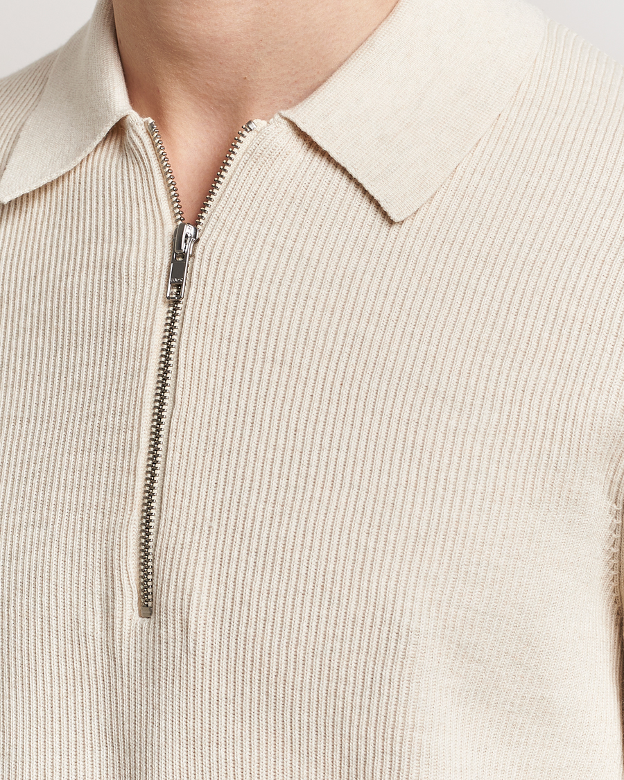 Heren | Truien | NN07 | Hansie Knitted Half Zip Ecru