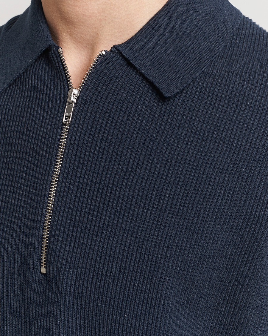 Heren | Truien | NN07 | Hansie Knitted Half Zip Navy Blue