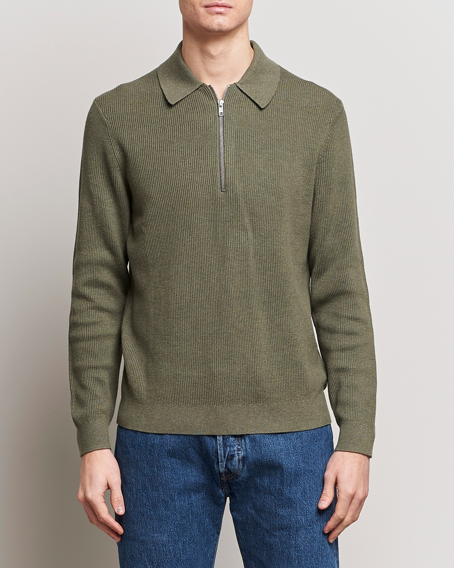 Heren | Sale -20% | NN07 | Hansie Knitted Half Zip Capers Green