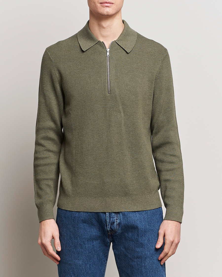 Heren | Truien | NN07 | Hansie Knitted Half Zip Capers Green