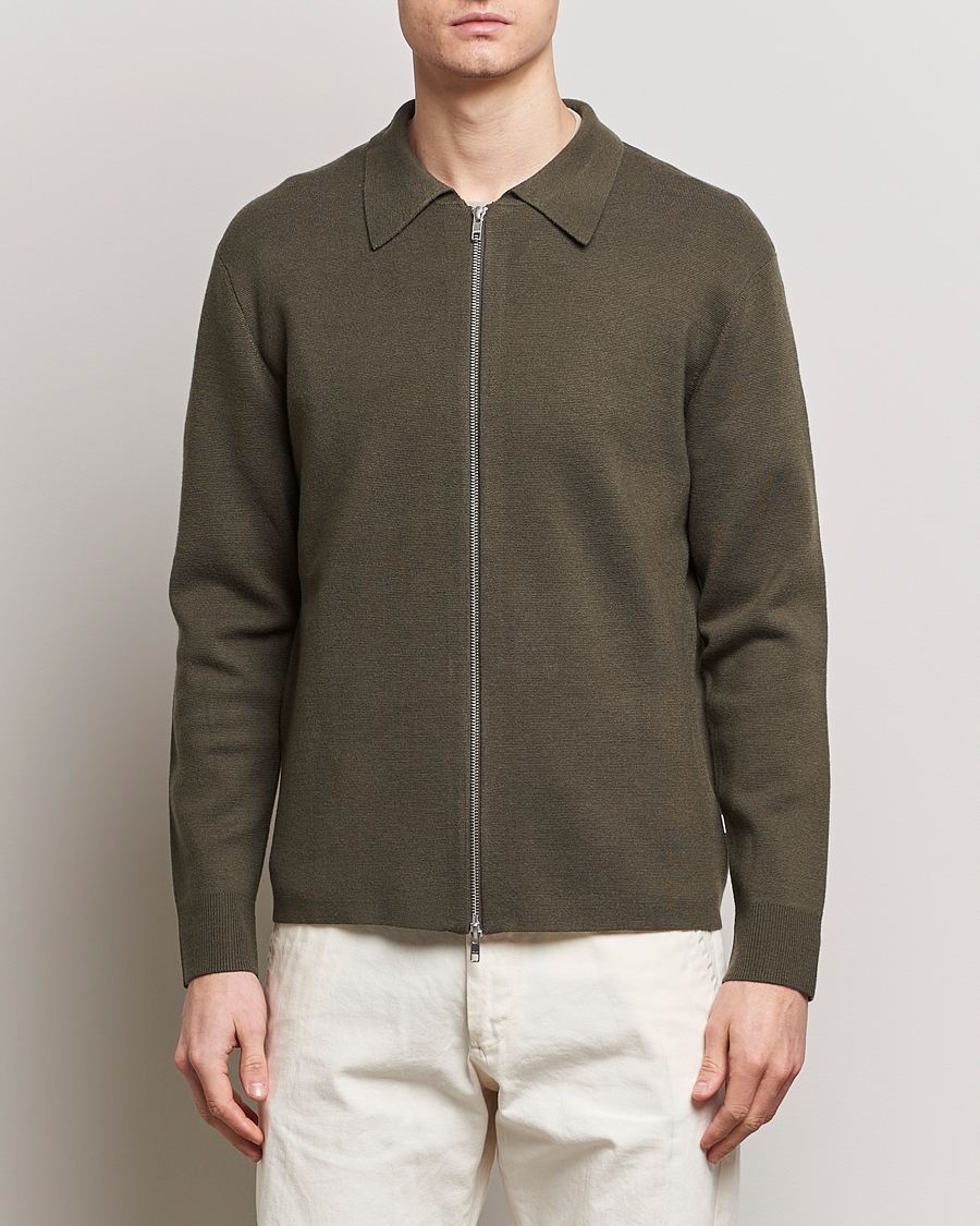 Heren | Truien | NN07 | Harald Full Zip Capers Green