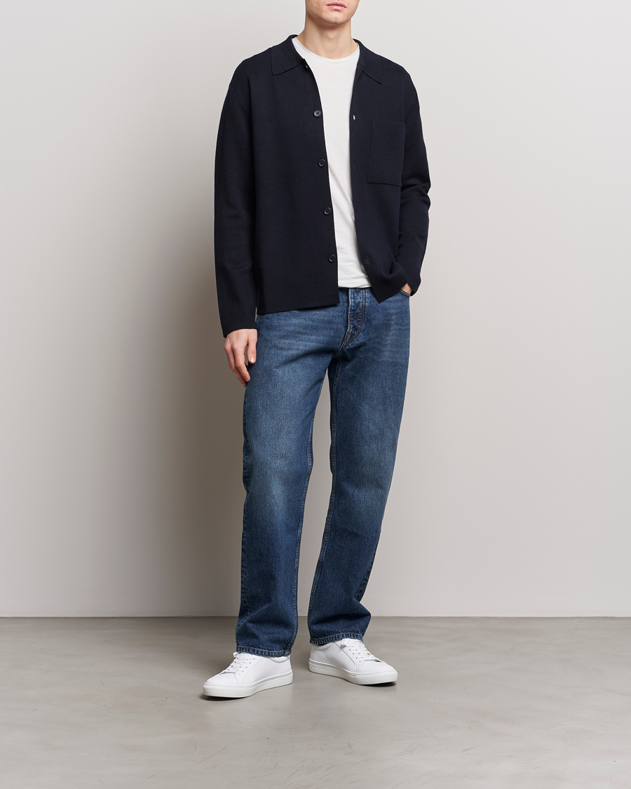 Heren | Truien | NN07 | Jonas Cotton/Modal Cardigan Navy Blue