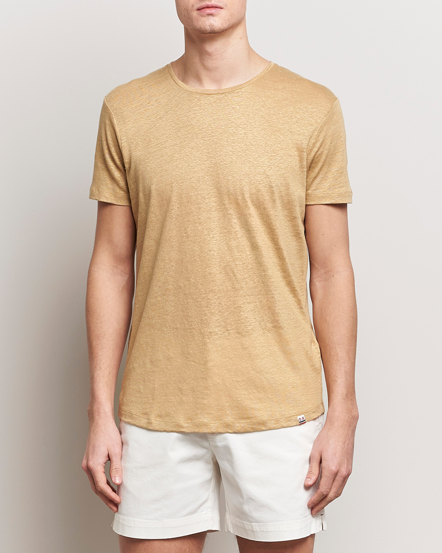 Heren |  | Orlebar Brown | OB Linen Crew Neck Tee Biscuit