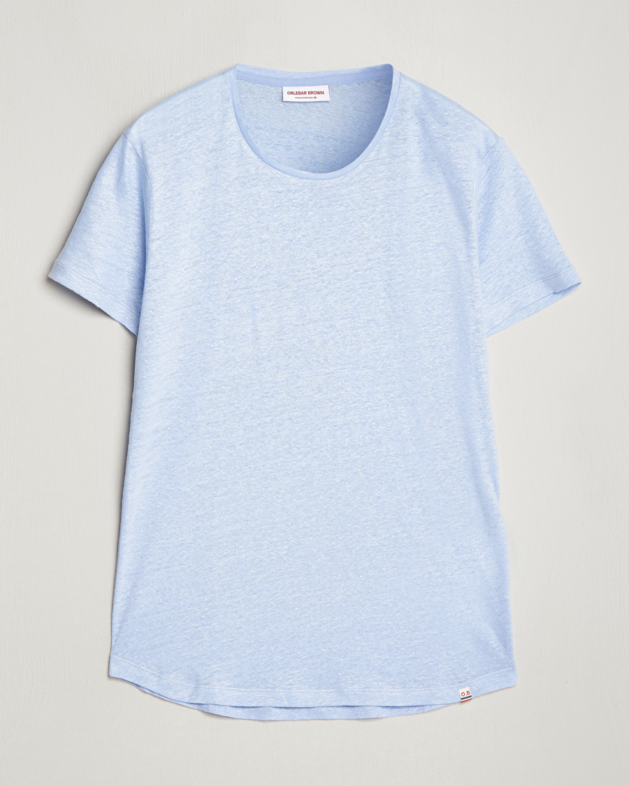 Heren | T-shirts | Orlebar Brown | OB Linen Crew Neck Tee Soft Blue