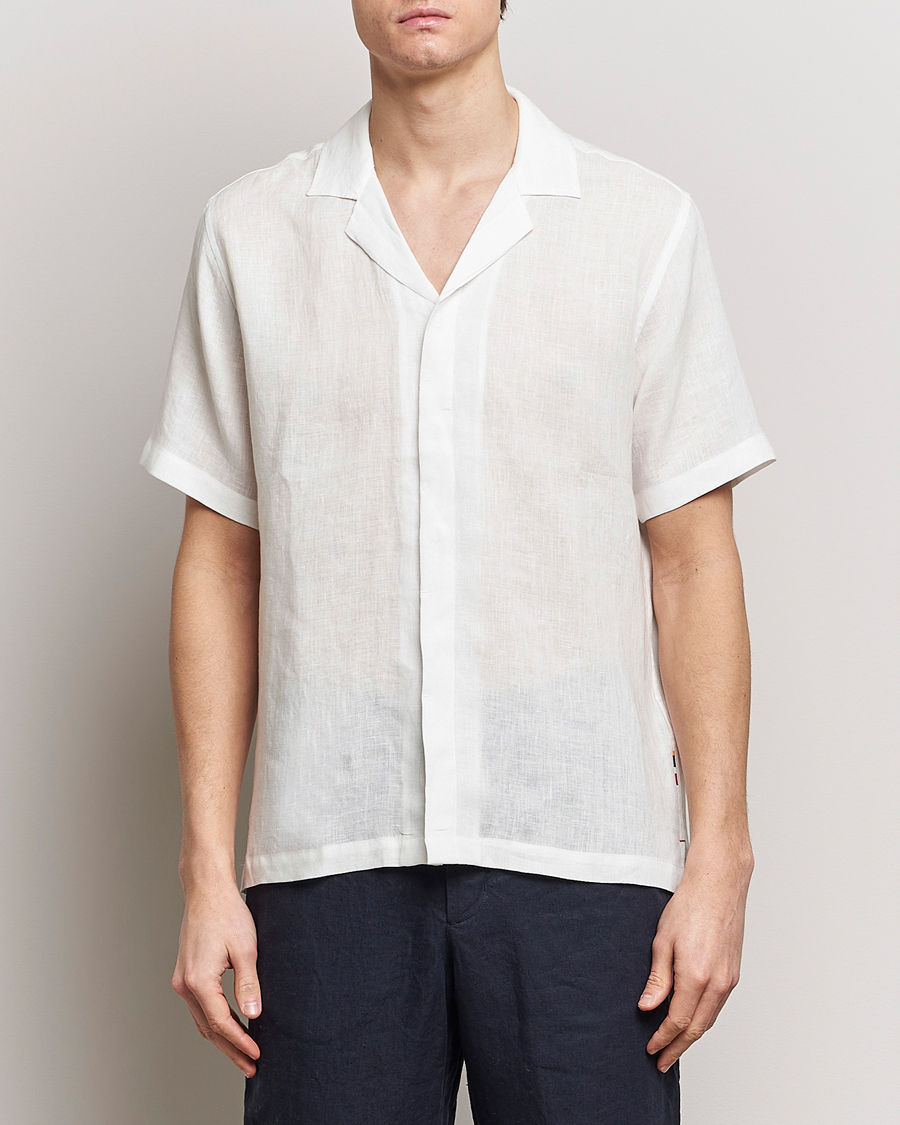 Heren | Linnen overhemden | Orlebar Brown | Maitan Short Sleeve Linen Shirt White