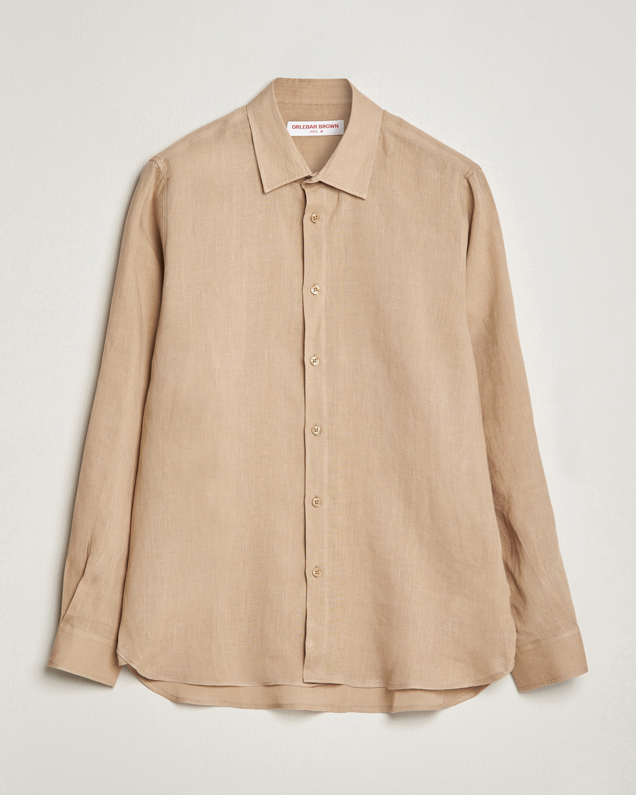 Heren | Overhemden | Orlebar Brown | Justin Linen Shirt Biscuit