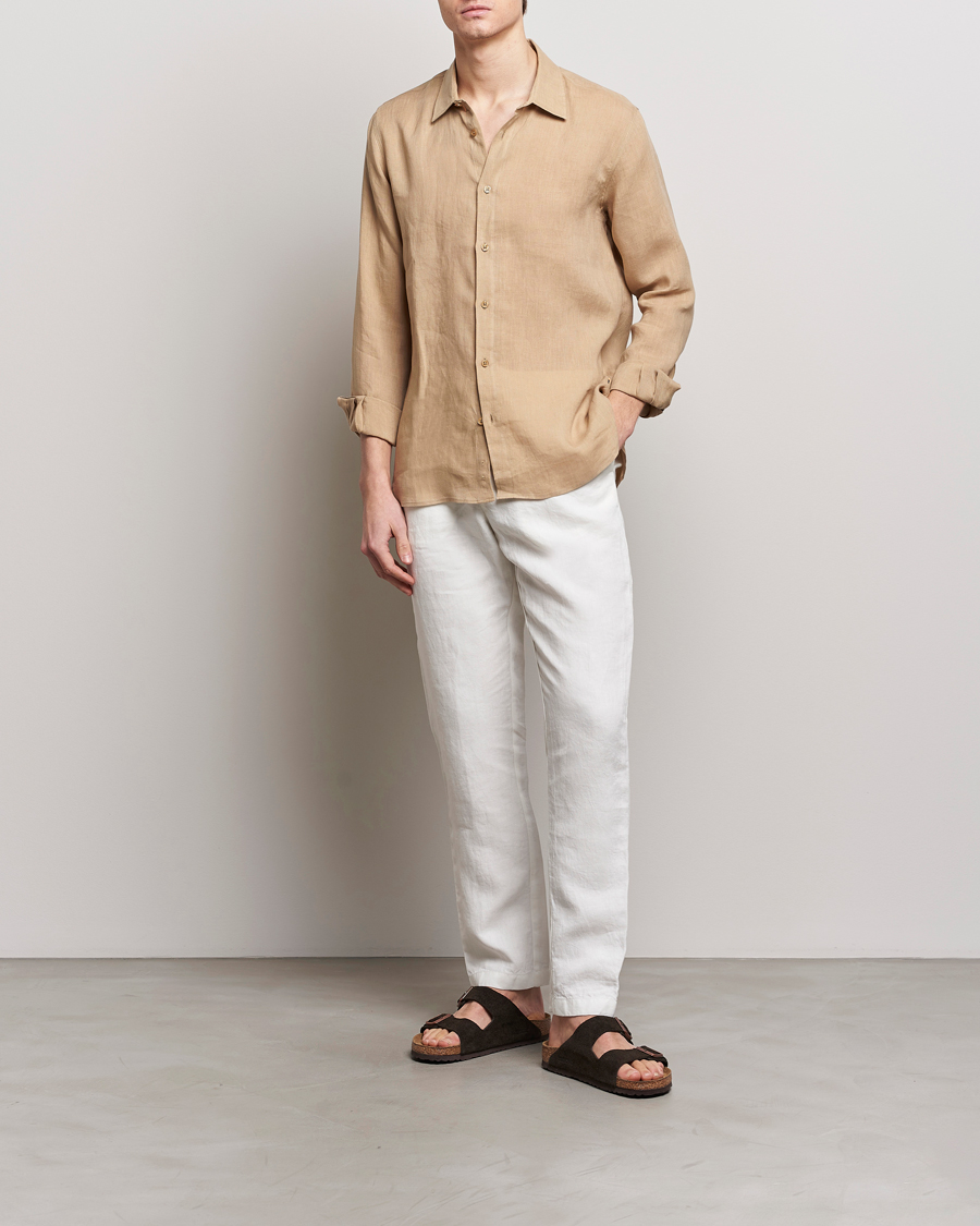 Heren | Overhemden | Orlebar Brown | Justin Linen Shirt Biscuit