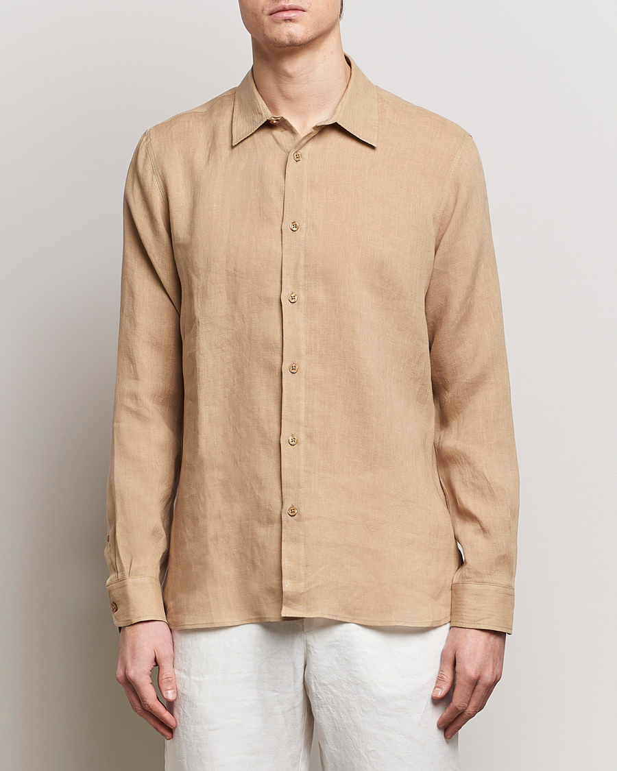 Heren | Overhemden | Orlebar Brown | Justin Linen Shirt Biscuit