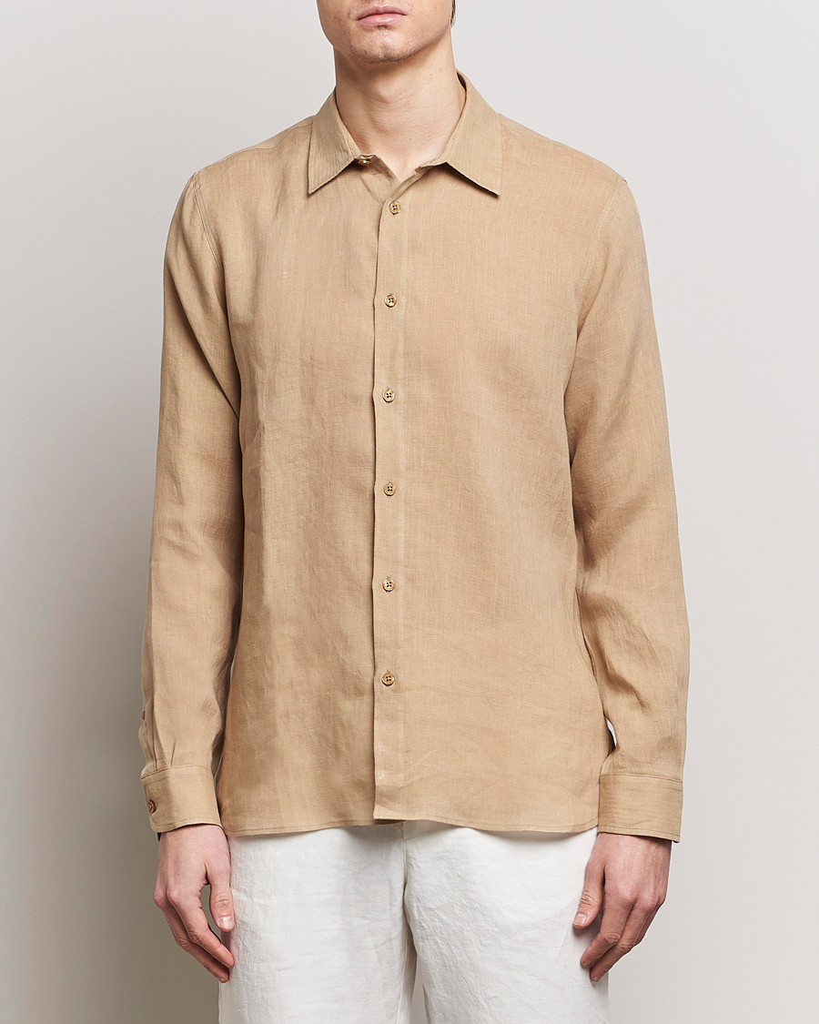 Heren | Orlebar Brown | Orlebar Brown | Justin Linen Shirt Biscuit