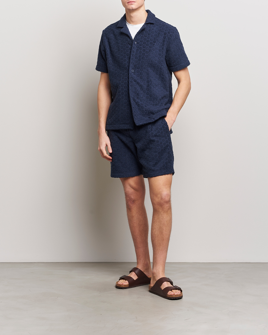 Heren | Overhemden | Orlebar Brown | Howell Atom Towelling Short Sleeve Shirt Night Iris