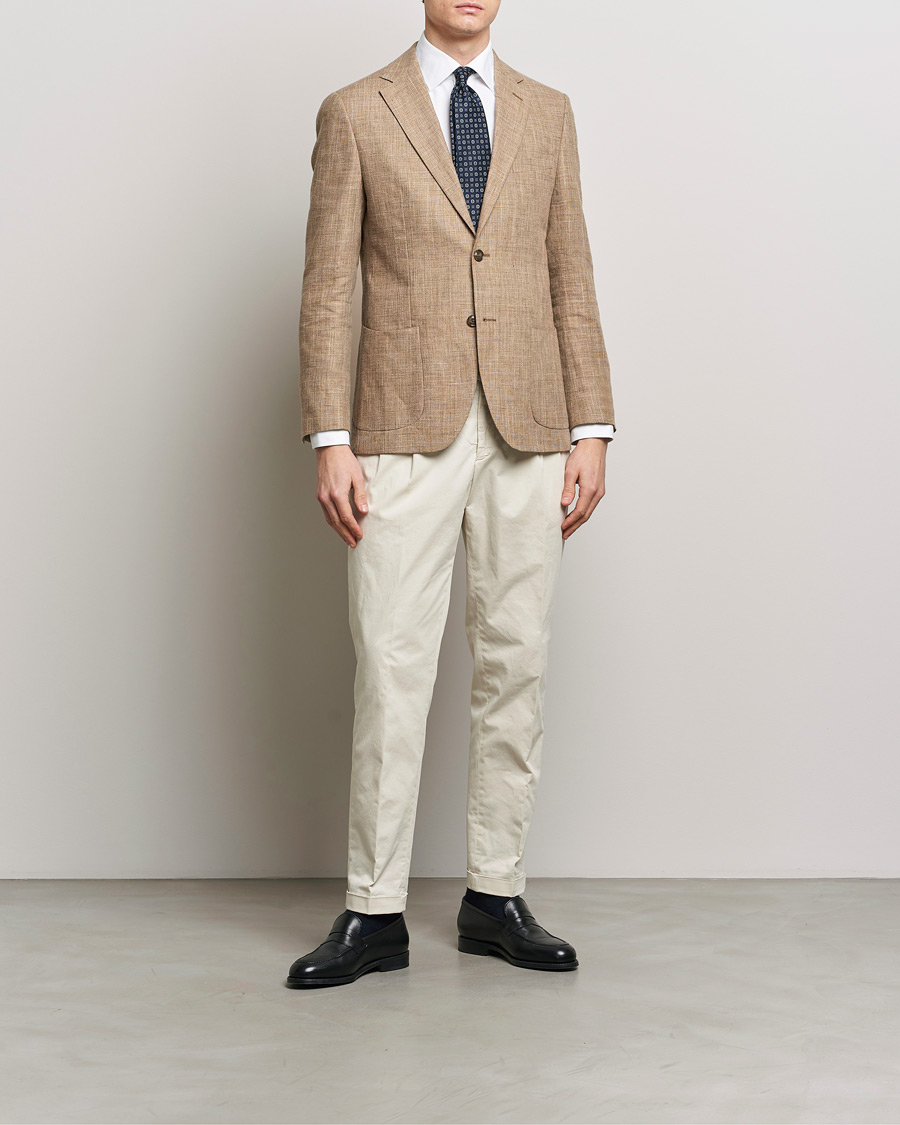 Heren | Blazers | Morris Heritage | Mike Cotton/Linen Structure Blazer Light Brown