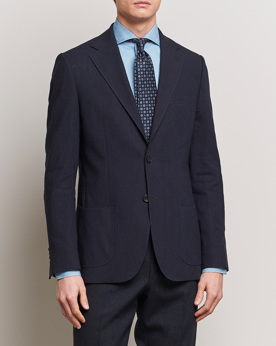 Heren | Pakjassen | Morris Heritage | Summer Linen Blazer Navy