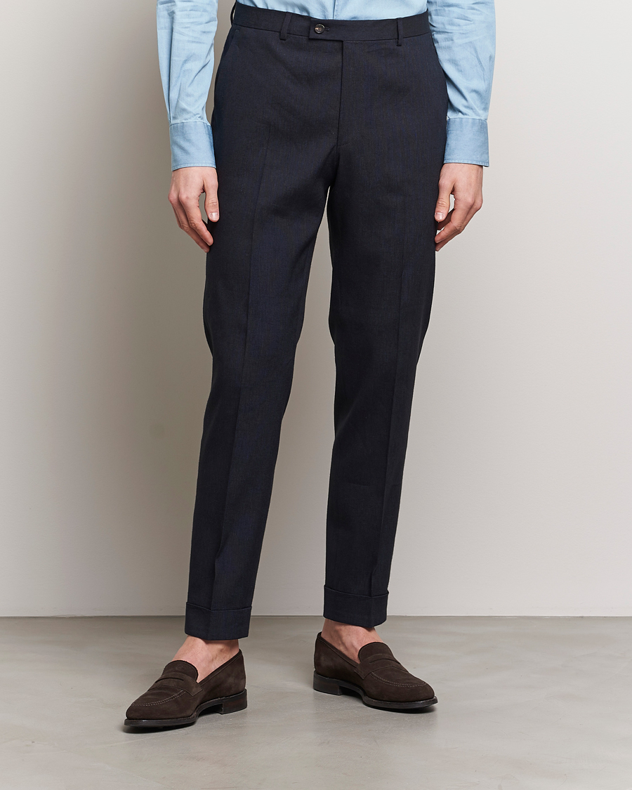 Heren | Morris Heritage | Morris Heritage | Jack Summer Linen Trousers Navy