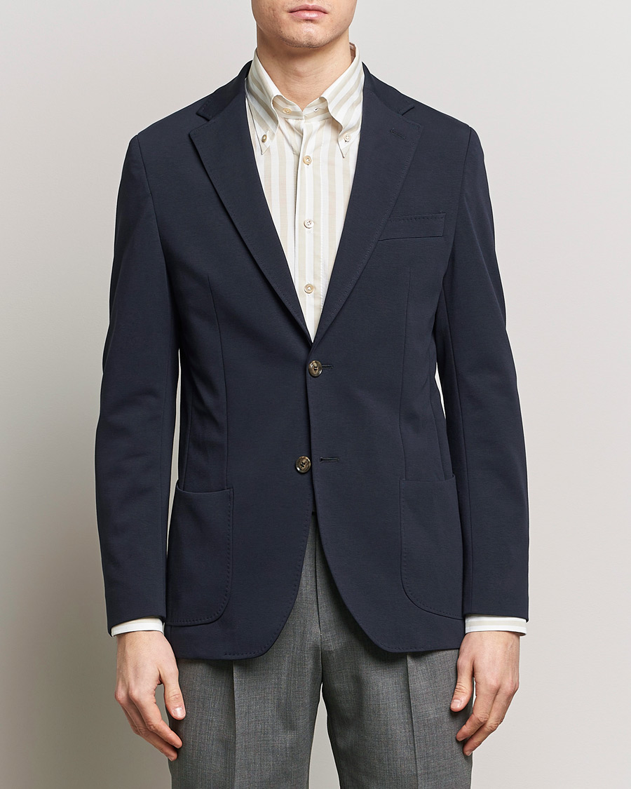 Heren | Katoenen blazers | Morris Heritage | Mike Soft Cotton Jersey Blazer Navy