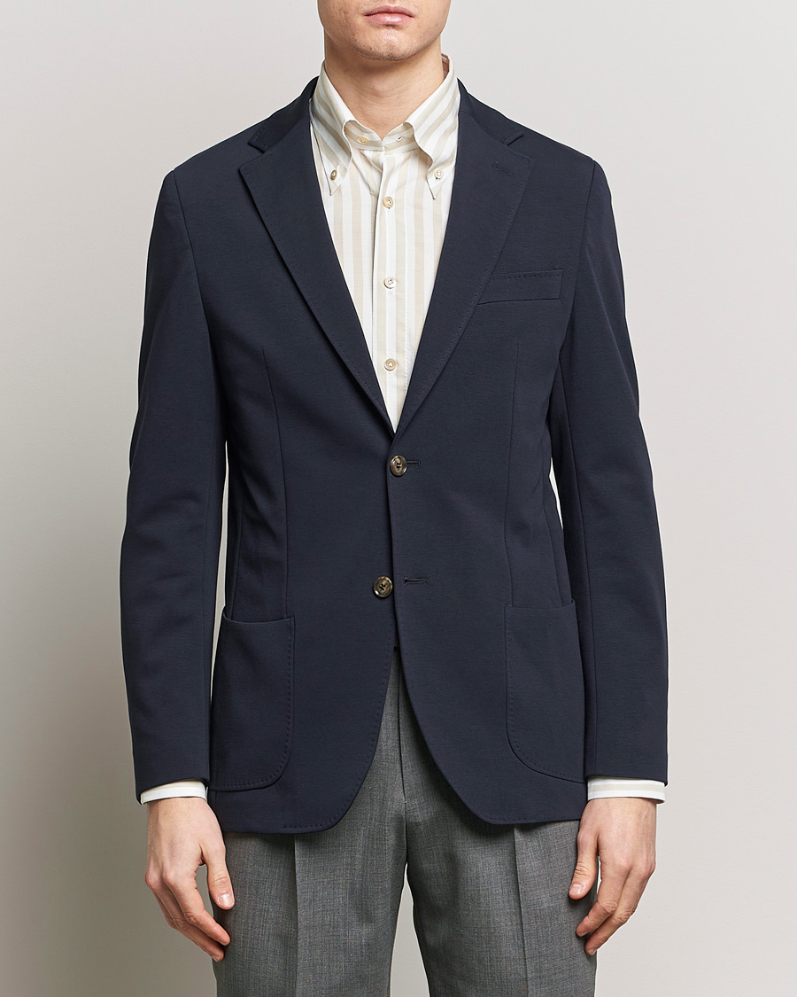 Heren | Preppy Authentic | Morris Heritage | Mike Soft Cotton Jersey Blazer Navy