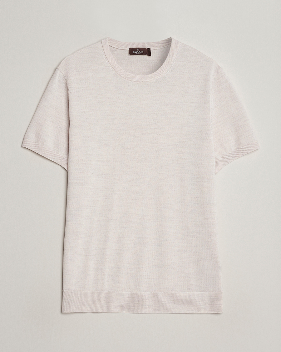 Heren | T-shirts | Morris Heritage | Kingsley Knitted Merino T-Shirt Off White