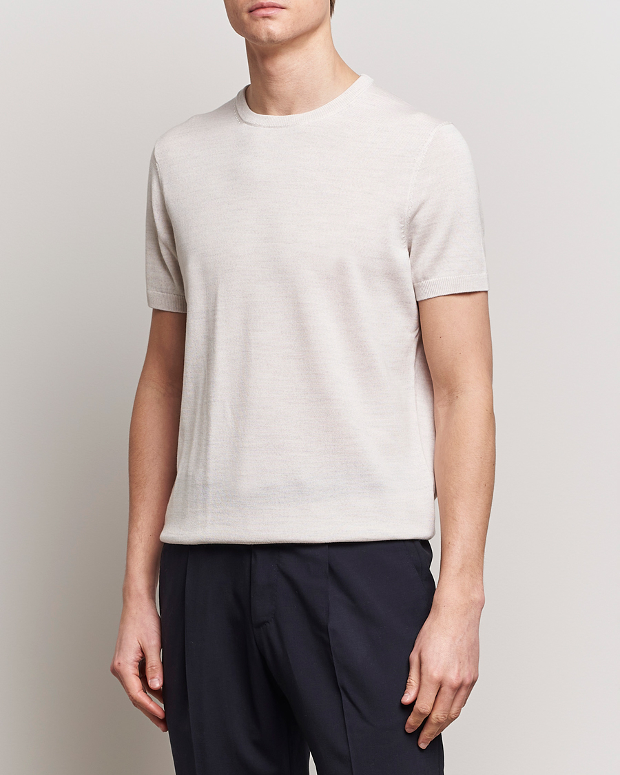 Heren | Preppy Authentic | Morris Heritage | Kingsley Knitted Merino T-Shirt Off White