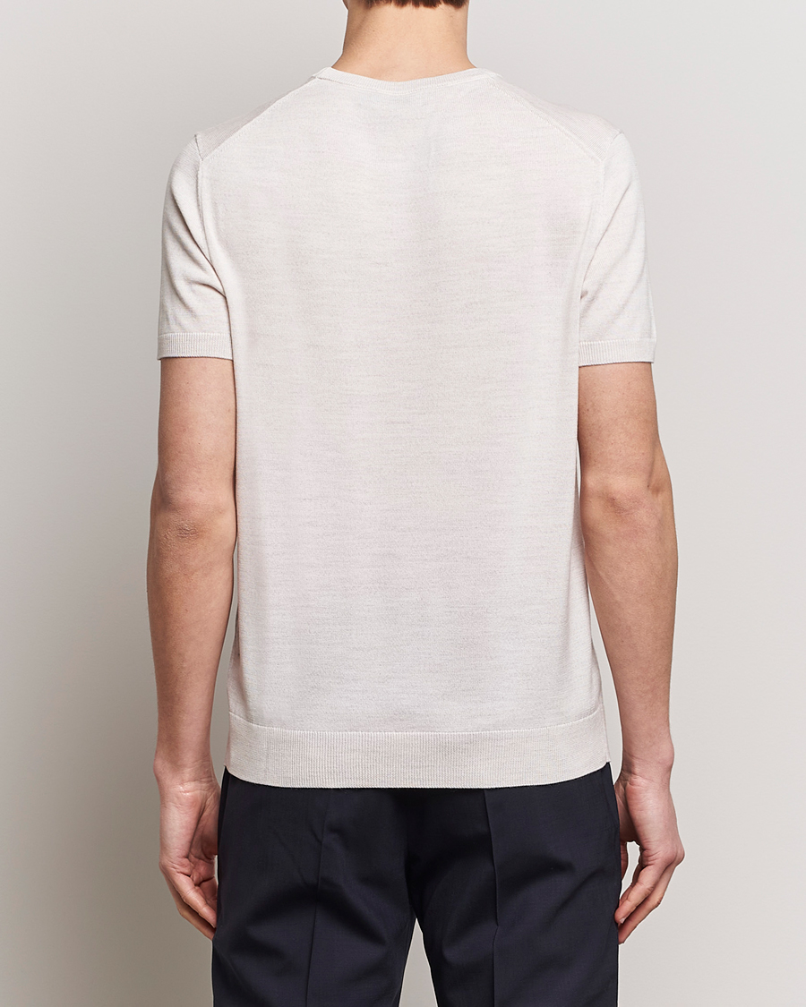 Heren | T-shirts | Morris Heritage | Kingsley Knitted Merino T-Shirt Off White