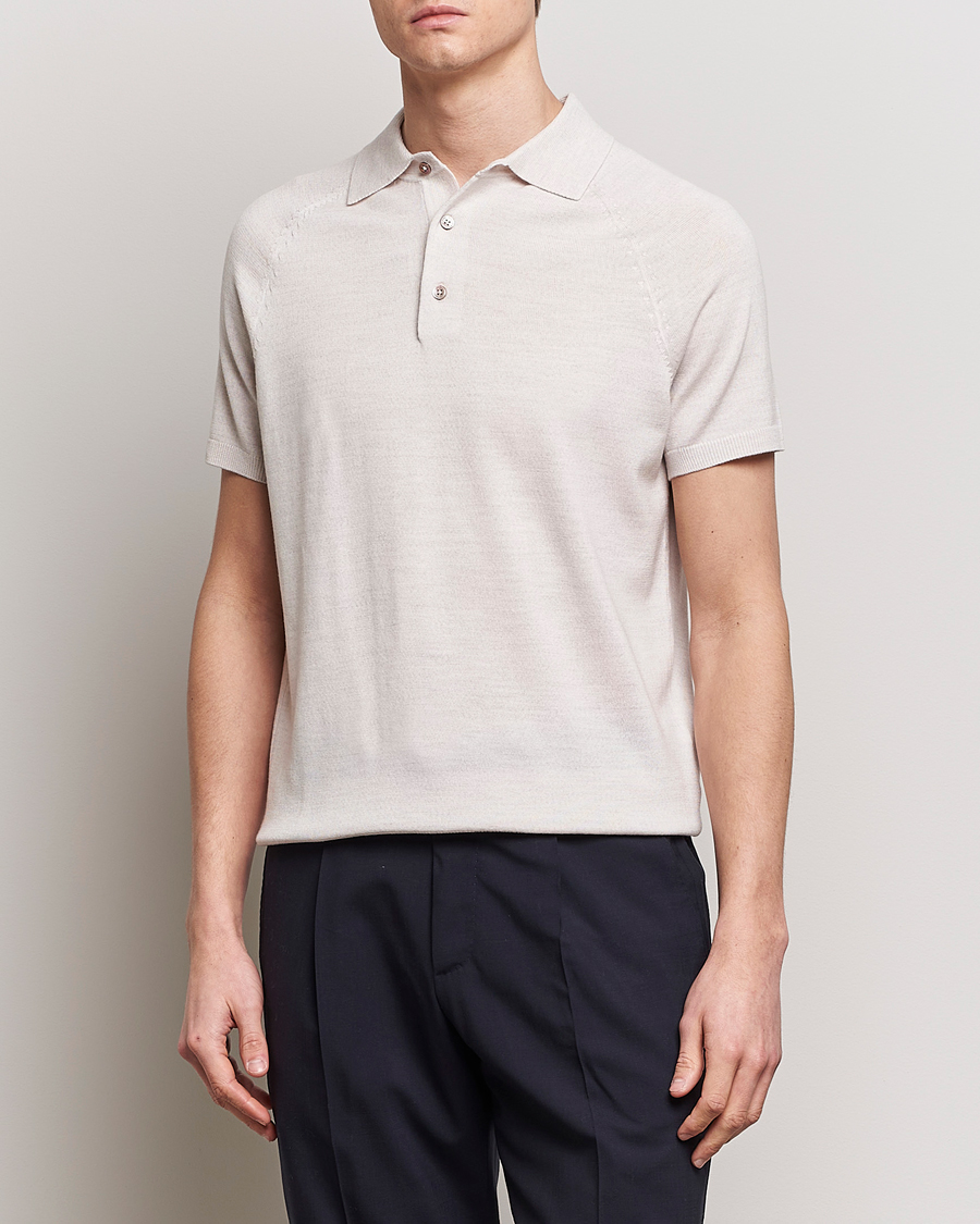 Heren | Poloshirts met korte mouwen | Morris Heritage | Fleming Short Sleeve Merino Polo Off White