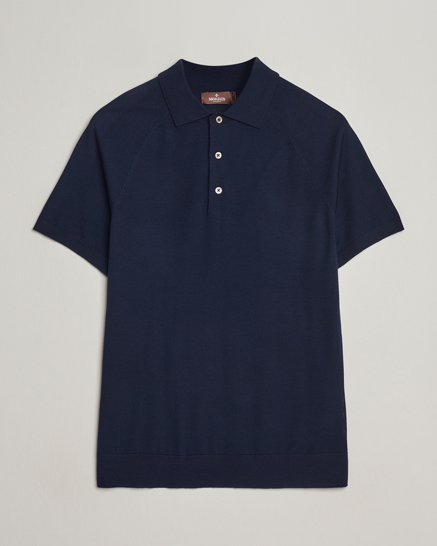 Heren | Polo's | Morris Heritage | Fleming Short Sleeve Merino Polo Navy
