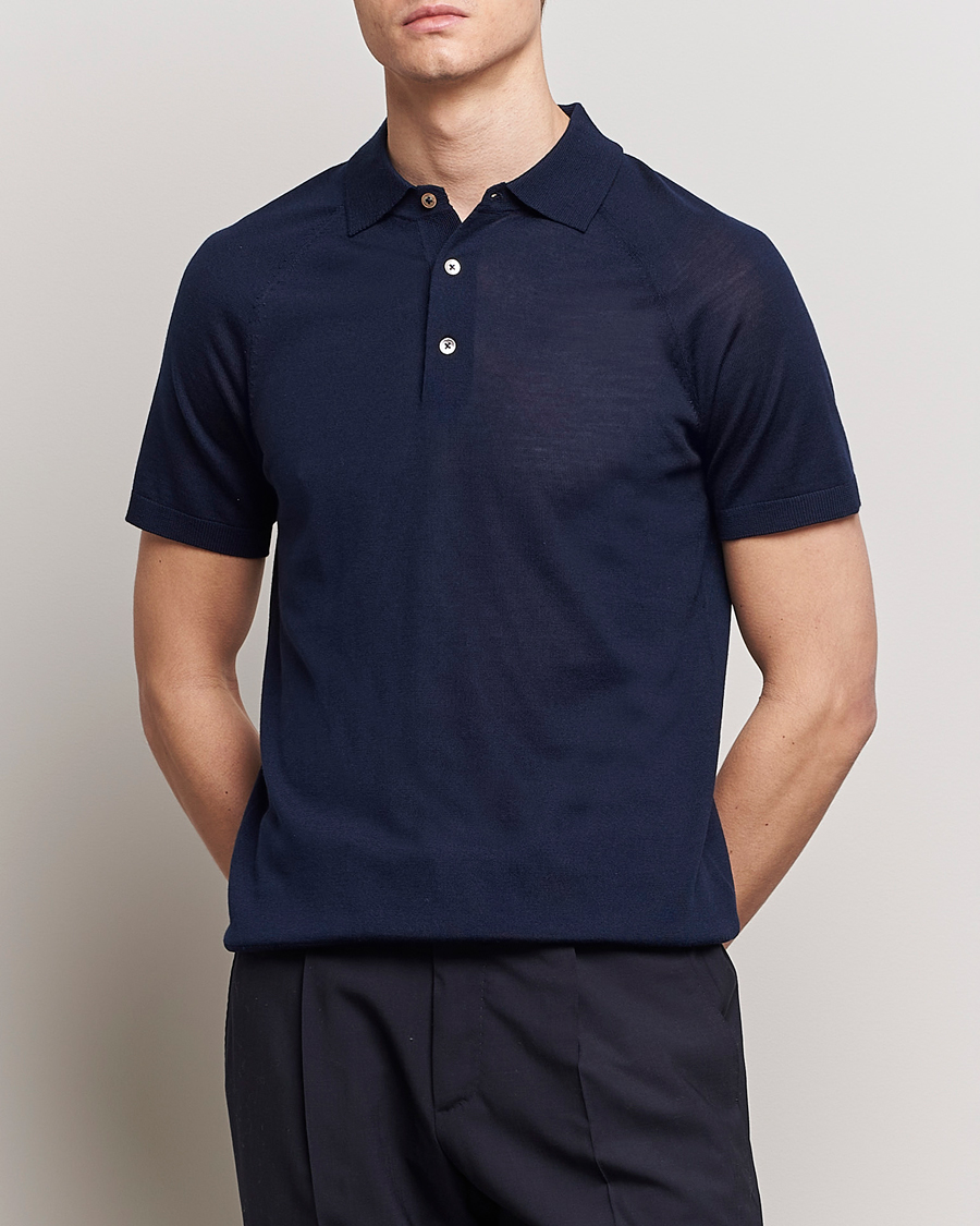 Heren | Poloshirts met korte mouwen | Morris Heritage | Fleming Short Sleeve Merino Polo Navy