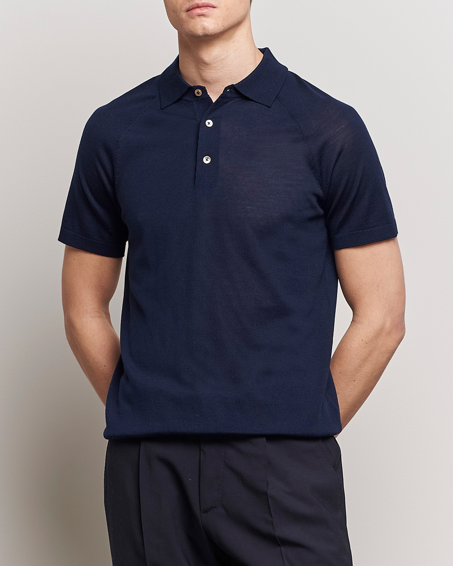 Men | Morris Heritage | Morris Heritage | Fleming Short Sleeve Merino Polo Navy