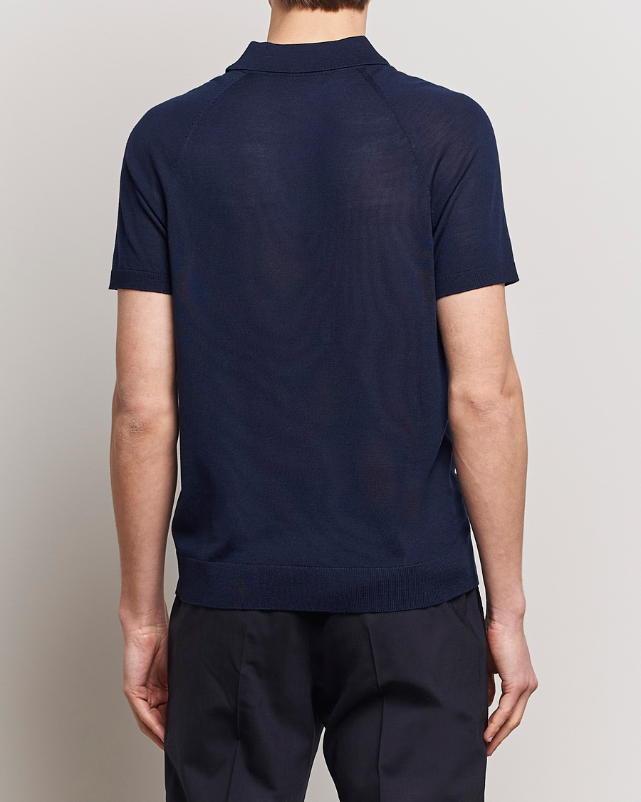 Heren | Polo's | Morris Heritage | Fleming Short Sleeve Merino Polo Navy