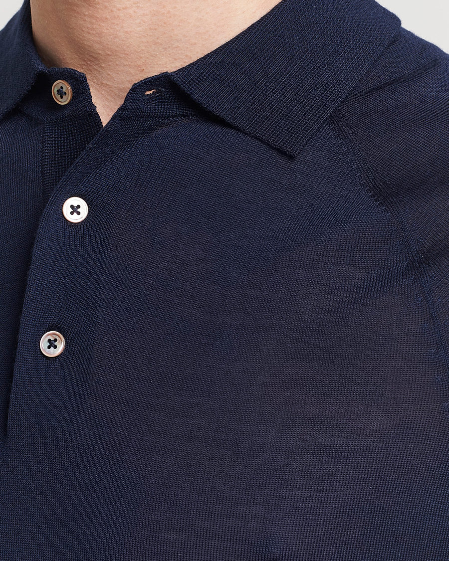 Heren | Polo's | Morris Heritage | Fleming Short Sleeve Merino Polo Navy