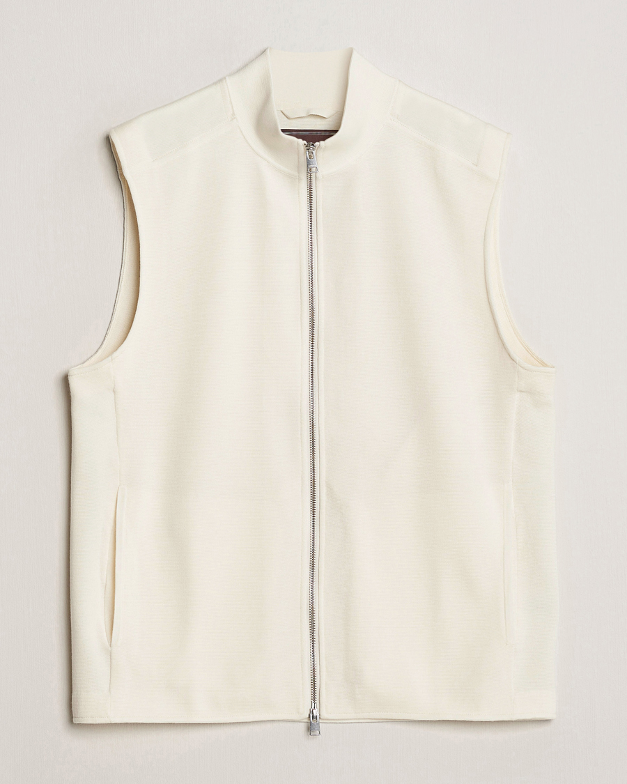 Heren | Truien | Morris Heritage | Kayden Merino Full Zip Vest White