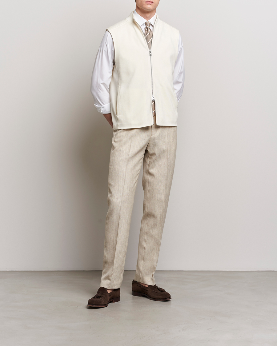 Heren | Truien | Morris Heritage | Kayden Merino Full Zip Vest White