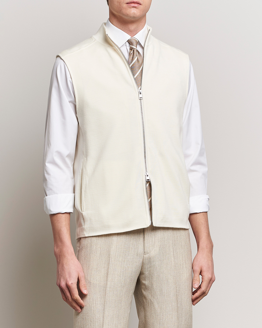 Heren | Truien | Morris Heritage | Kayden Merino Full Zip Vest White