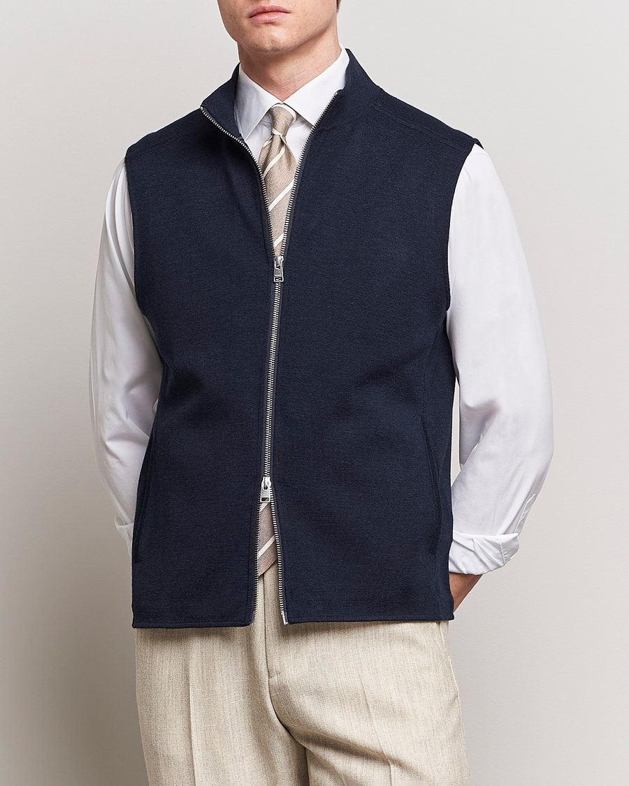 Heren | Pullovers | Morris Heritage | Kayden Merino Full Zip Vest Navy