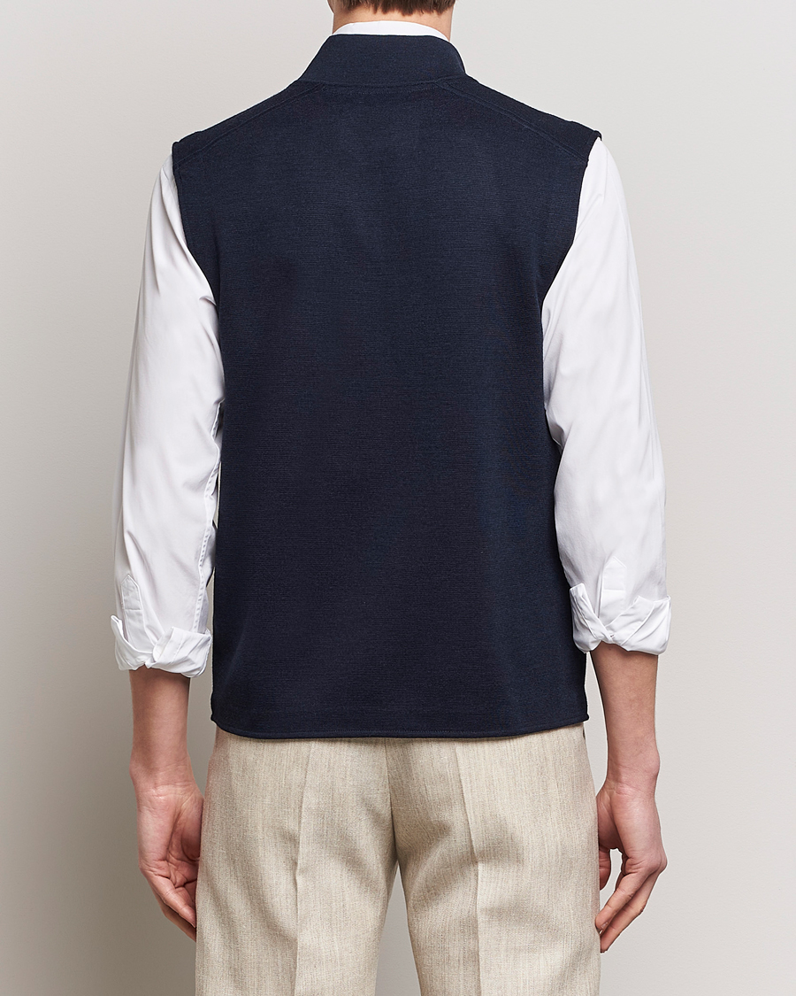 Heren | Truien | Morris Heritage | Kayden Merino Full Zip Vest Navy