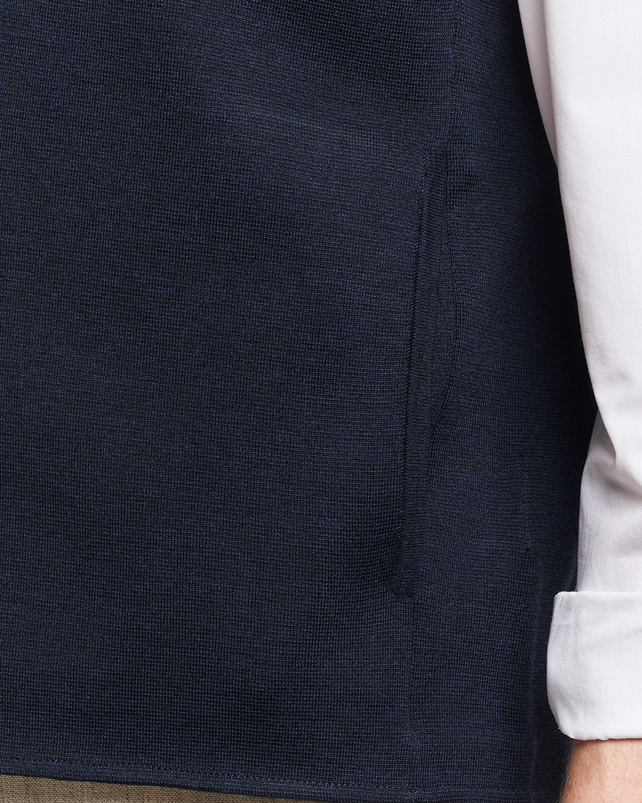 Heren | Truien | Morris Heritage | Kayden Merino Full Zip Vest Navy
