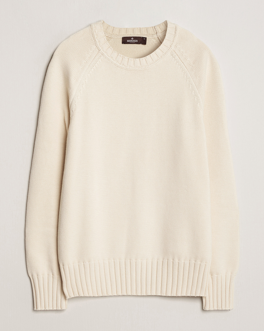 Heren | Truien | Morris Heritage | Bennet Knitted Cotton/Cashmere Crew Neck Off White