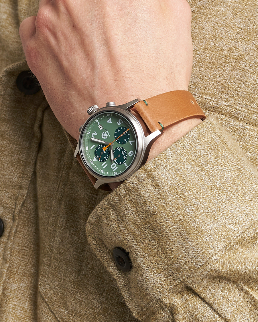 Heren | Lederen band | Timex | Expedition North Sierra Chronograph 42mm Green Dial