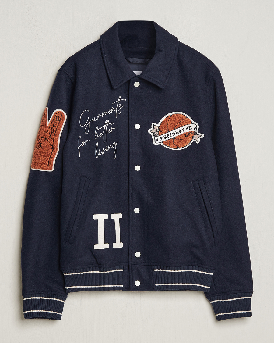 Heren | Jassen | LES DEUX | Varsity Wool Jacket Dark Navy
