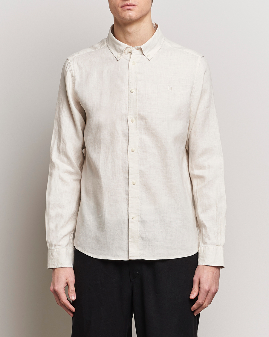Heren |  | LES DEUX | Kristian Linen Button Down Shirt Ivory