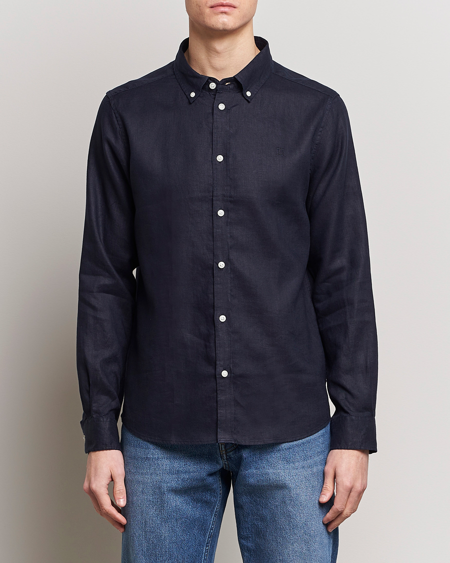 Heren | Kleding | LES DEUX | Kristian Linen Button Down Shirt Dark Navy